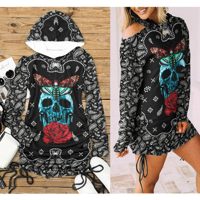 Gothic Skull Mandala One Shoulder Dress For Women - Wonder Skull