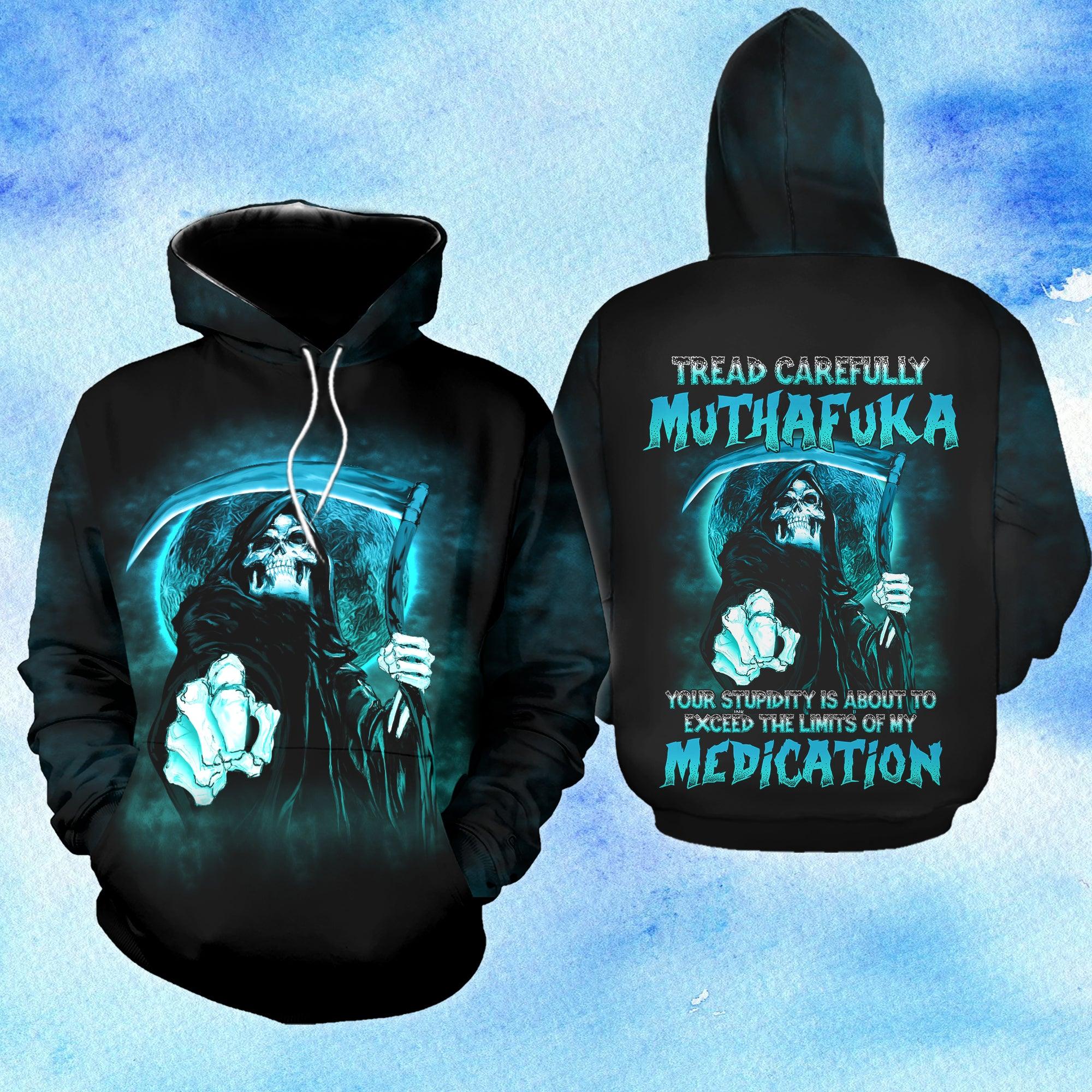 Tread Carefully Muthafuka Skull Funny Hoodie For Women  - Wonder Skull