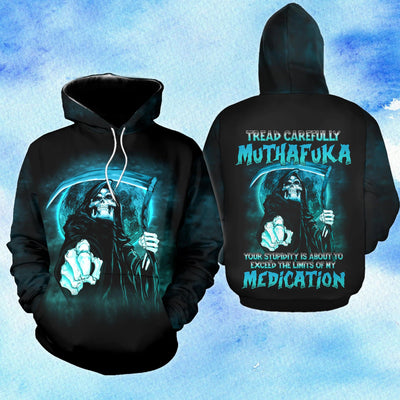 Tread Carefully Muthafuka Skull Funny Hoodie For Women  - Wonder Skull