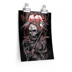 Dark Red Moon And Bat Art Premium Matte Vertical Posters - Wonder Skull