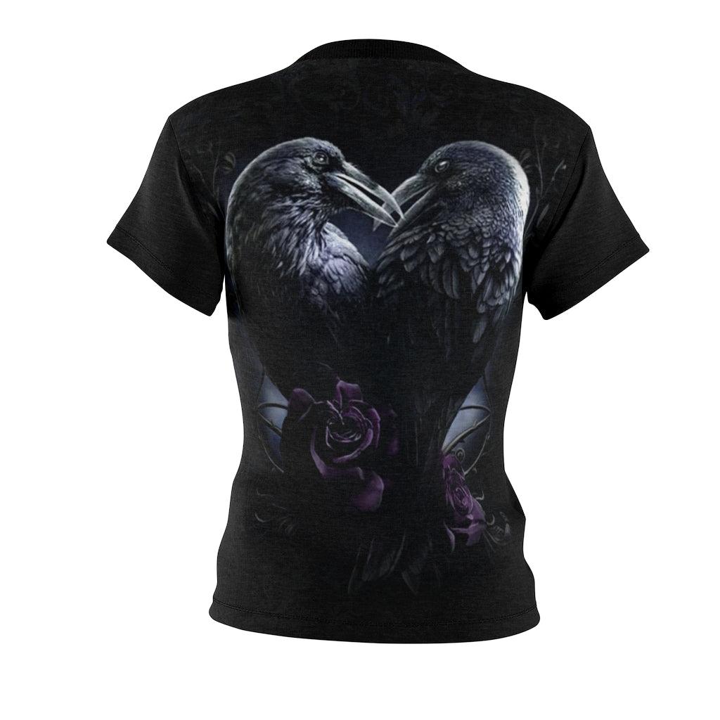 Raven Heart All Over Print T-shirt For Women - Wonder Skull