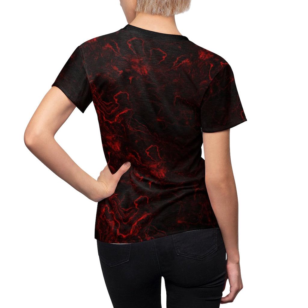 Danger Red Fang Skull All Over Print T-shirt For Women - Wonder Skull