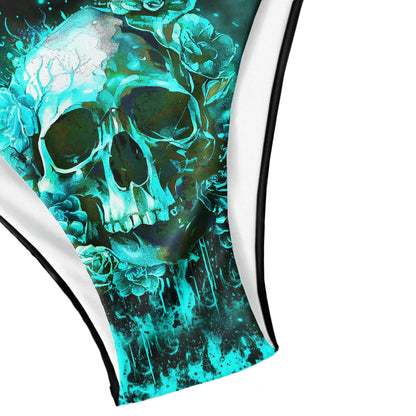 Ocean Green Skull Gothic Micro Triangle Bikini Swimsuit - Wonder Skull