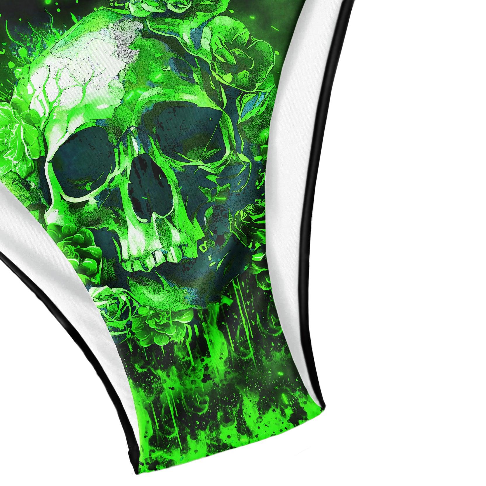 Green Shadow Skull Gothic Micro Triangle Bikini Swimsuit - Wonder Skull