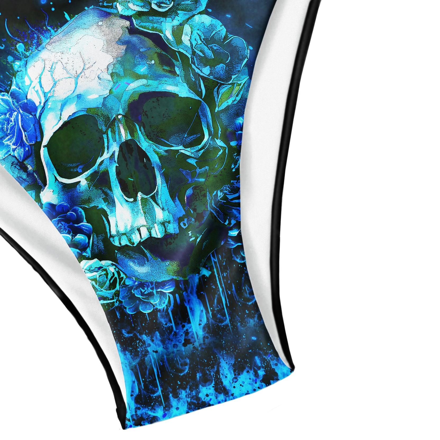 Ocean Blue Skull Gothic Micro Triangle Bikini Swimsuit - Wonder Skull