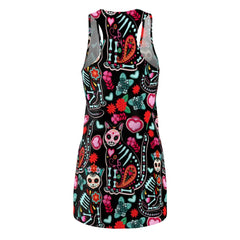 Gothic Skull Cats Women's Cut & Sew Racerback Dress - Wonder Skull