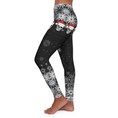 Christmas Skull Black Patterns Women's Spandex Leggings - Wonder Skull