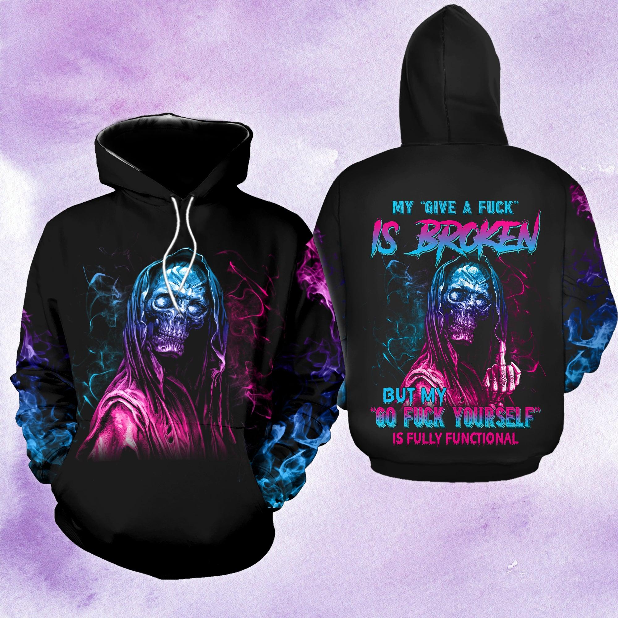 Colorful My Give A Fuck Is Broken Funny Hoodie For Women - Wonder Skull