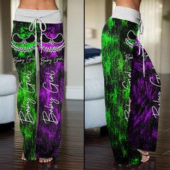 Double Block Purple Green Nightmare High-waisted Wide Leg Pants - Wonder Skull