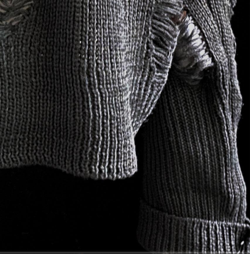 Grunge Gothic Sweater, Fashionable Torn Long Sleeve Pullover For Women - Wonder Skull