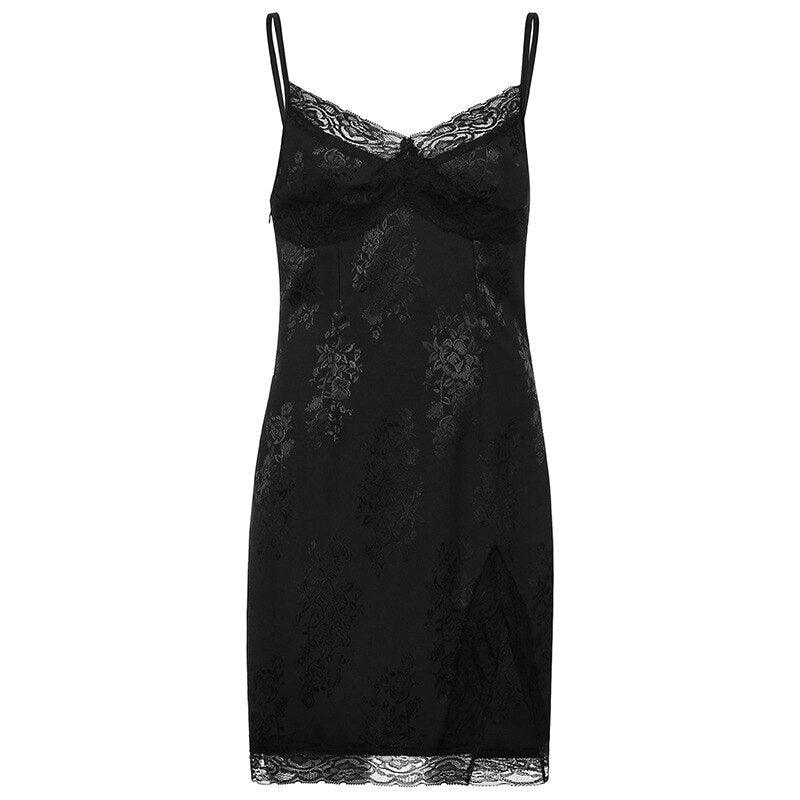 Goth Aesthetic Mini Dress, V Neck Sexy Bottom For Women - Wonder Skull