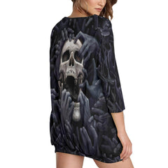 Horror Skull Hand Sweatshirt With Irregular Pleated Hem - Wonder Skull