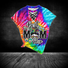 Tie Dye Best Mom V-Neck Shirt and Wide Legs Pants - Wonder Skull