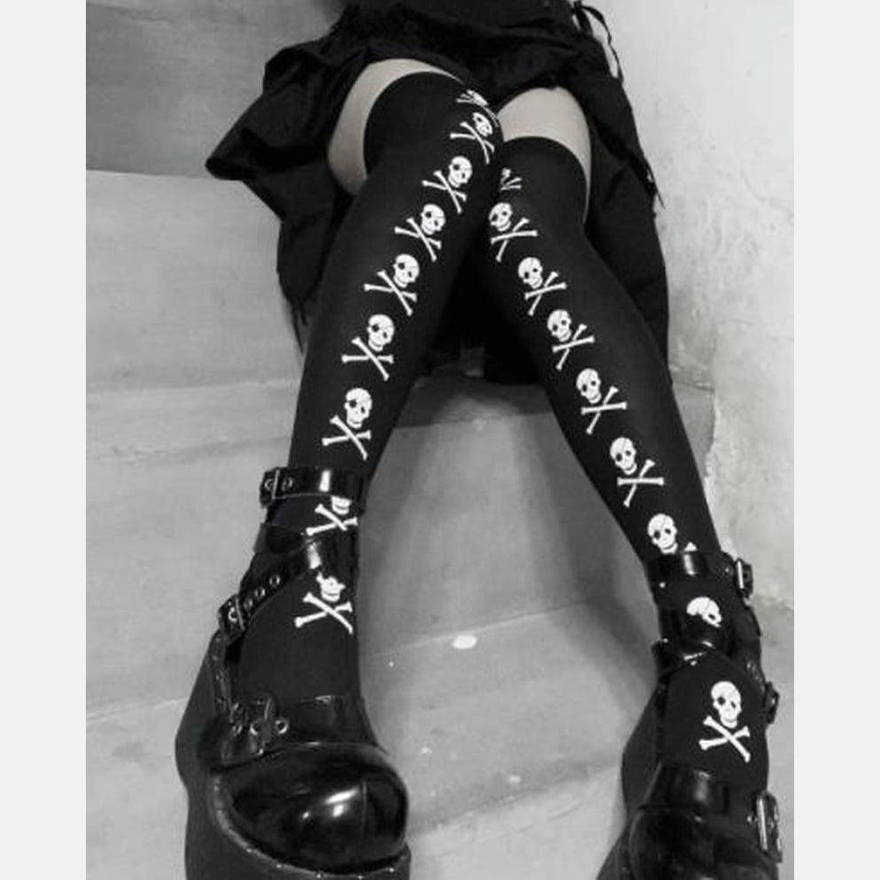 Gothic Skull Bat Spider Socks Collection, Sexy Over Knee Tights For Women - Wonder Skull