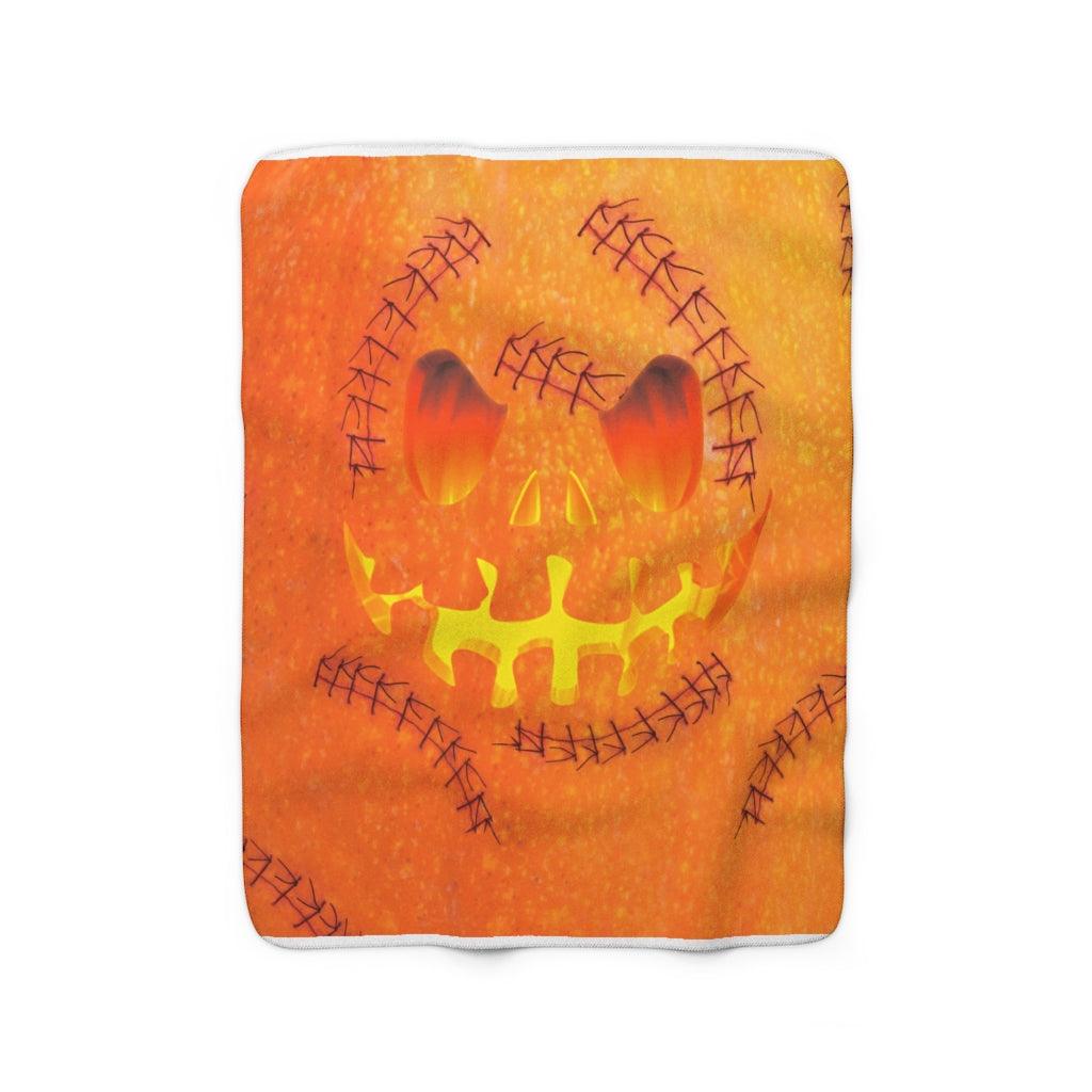 Halloween Pumpkin Sherpa Fleece Blanket - Wonder Skull