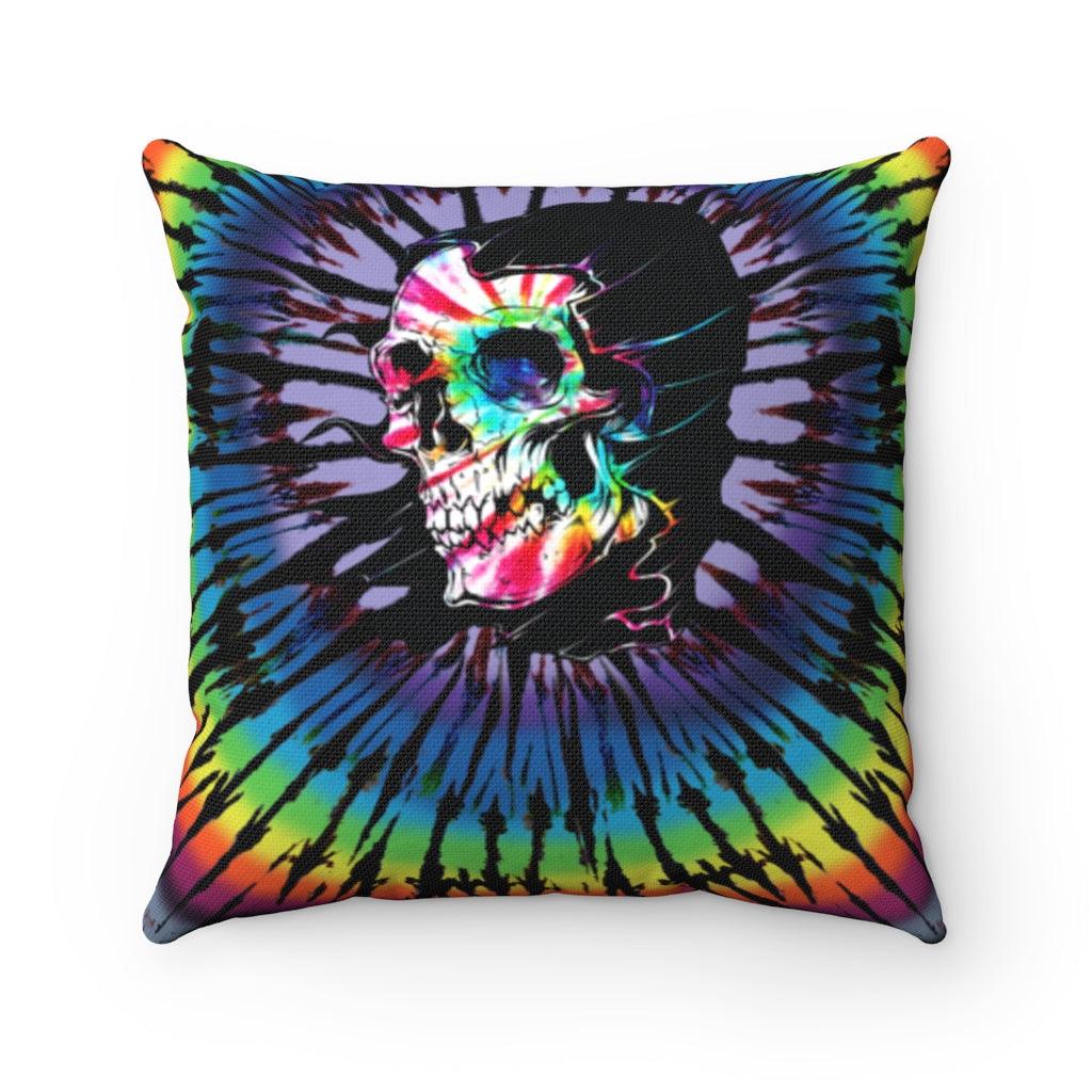 Secret Skull Tie Dye Spun Polyester Square Pillow - Wonder Skull