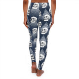Skull Light Blue Fabric Women's Spandex Leggings - Wonder Skull