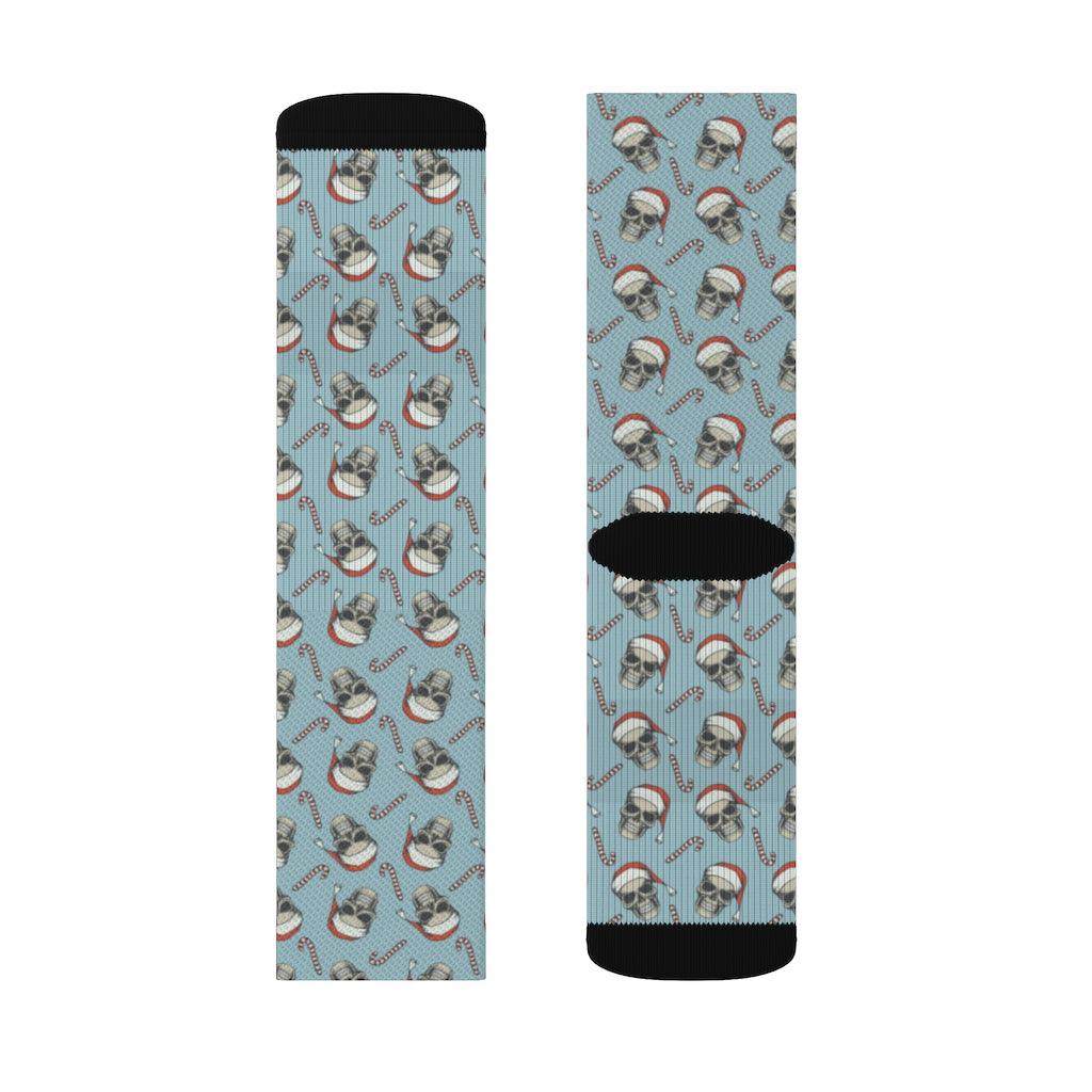 Skull And Candy Rod Christmas Sublimation Socks - Wonder Skull