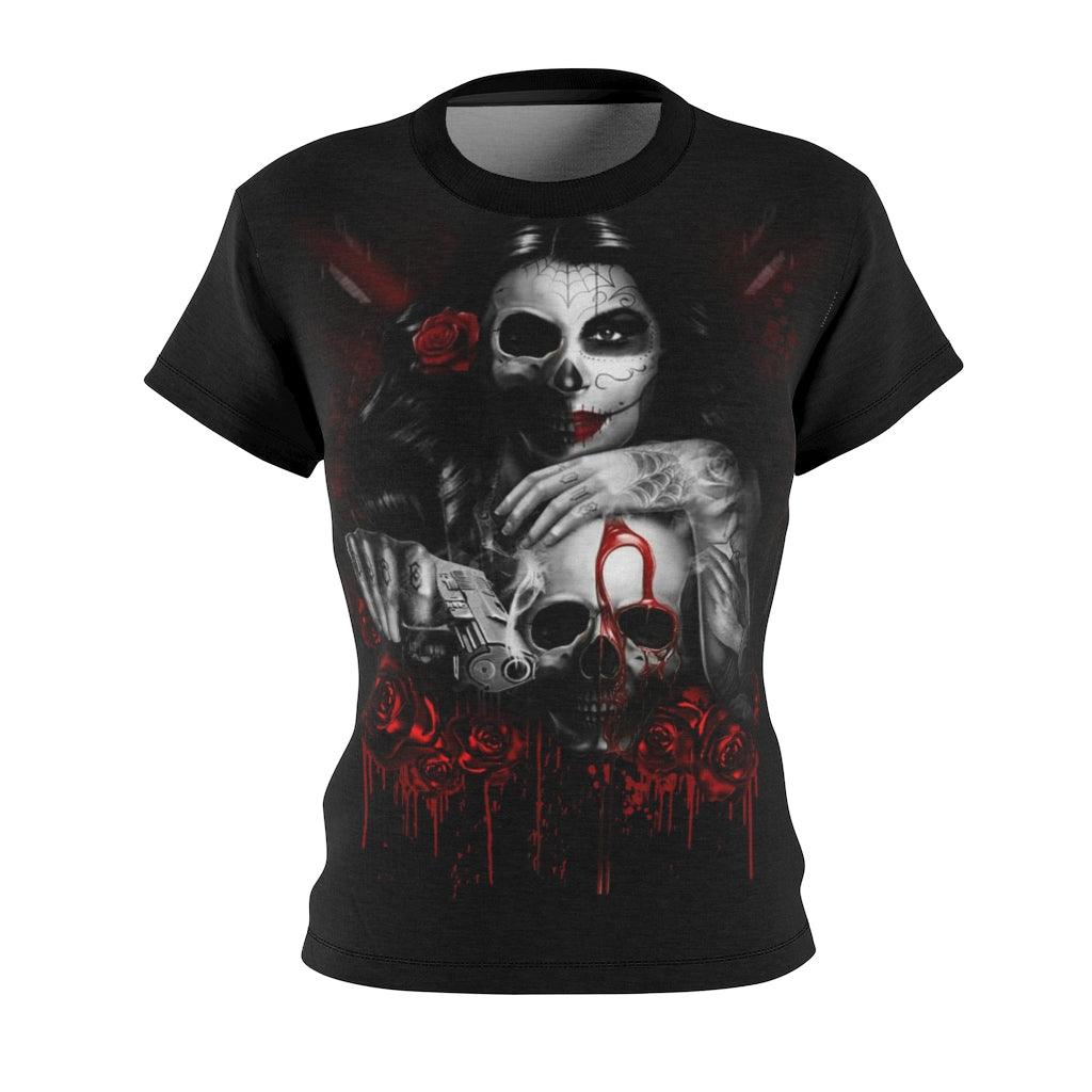 Sugar Skull Death Art All Over Print T-shirt For Women - Wonder Skull