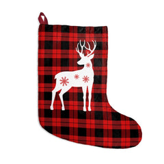 Reindeer Checkered Red Christmas Stockings - Wonder Skull