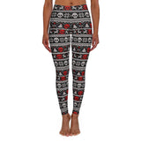 Red Skull Noel Fabric Women's Spandex Leggings - Wonder Skull