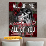 All Of Me Loves All Of You Skull Gothic Couple Valentine Personalize Canvas Gift Gallery Wraps