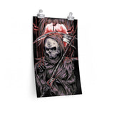 Dark Red Moon And Bat Art Premium Matte Vertical Posters - Wonder Skull