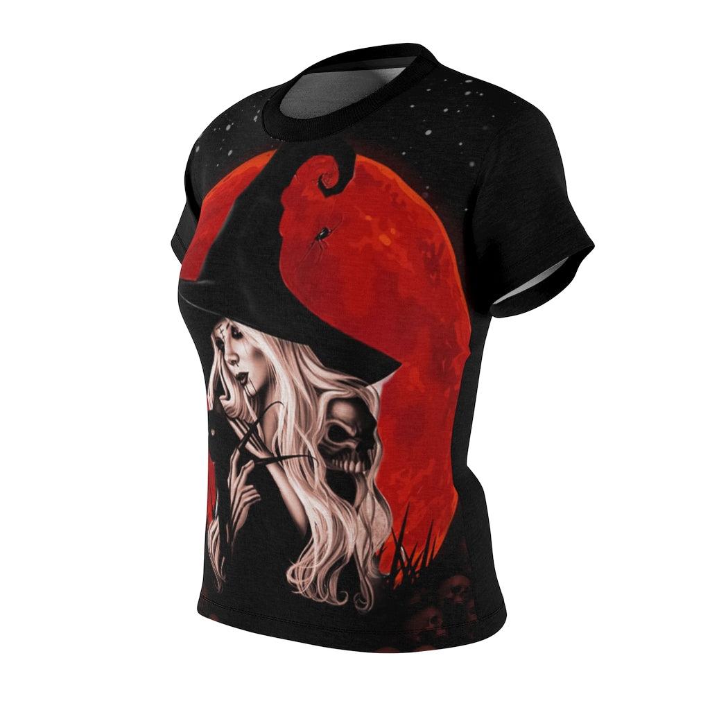 Witch Cat All Over Print T-shirt For Women - Wonder Skull