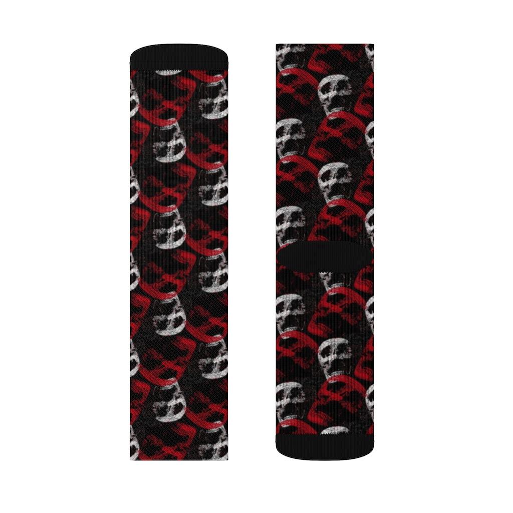 Red And White Skull Sublimation Socks - Wonder Skull