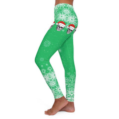 Christmas Skull Green Patterns Women's Spandex Leggings - Wonder Skull