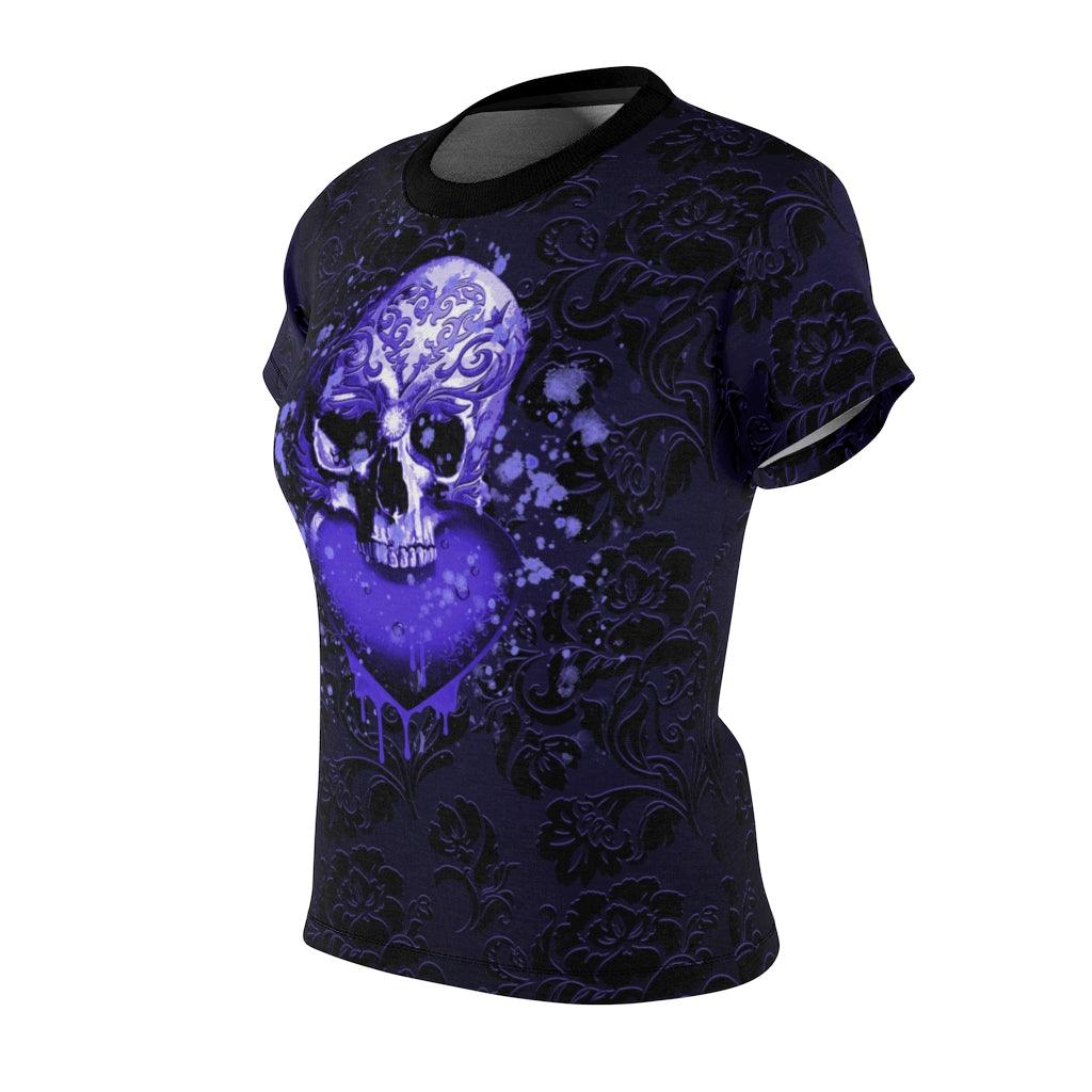 Purple Hearts Sugar Skull All Over Print T-shirt For Women - Wonder Skull