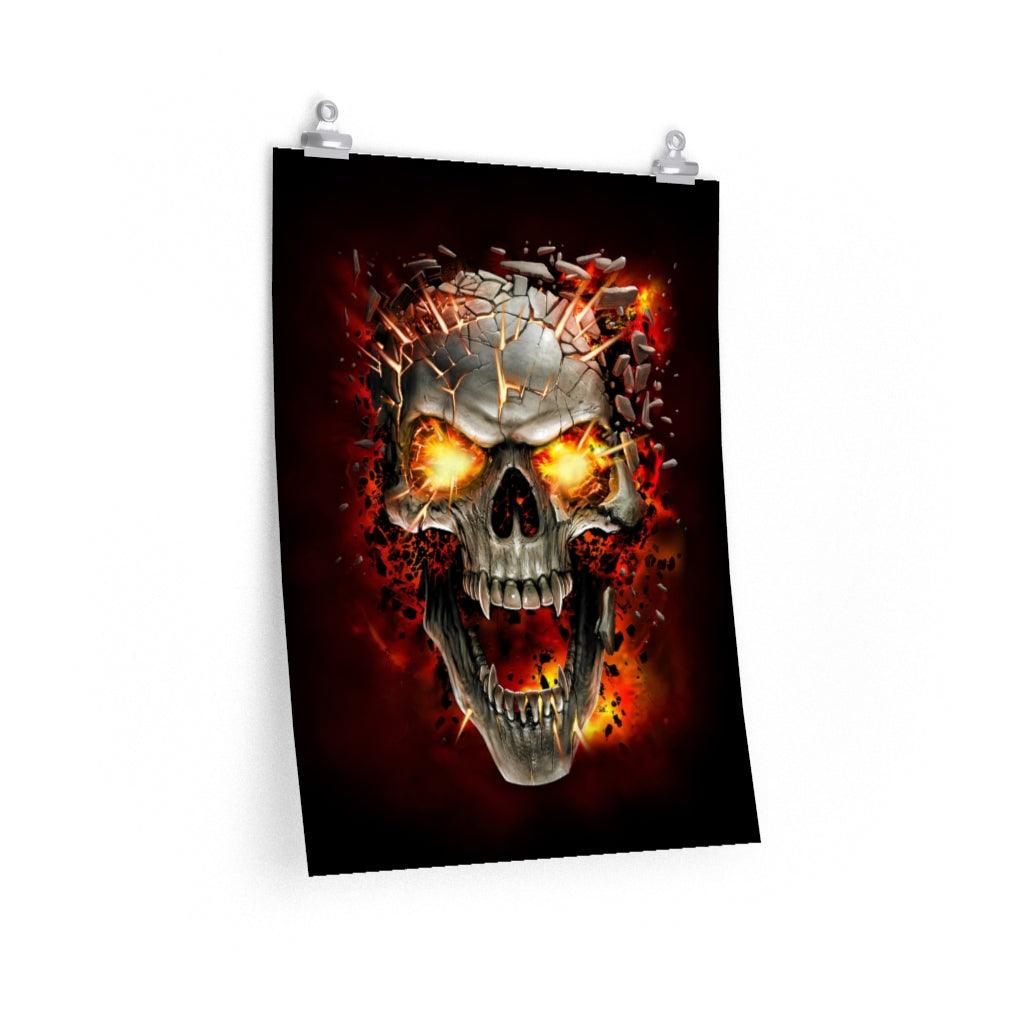 Fanged Skull Explosion Art Premium Matte Vertical Posters - Wonder Skull