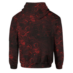 Red Danger Skull All Over Print Unisex Pullover Hoodie, Outerwear Full Printed - Wonder Skull