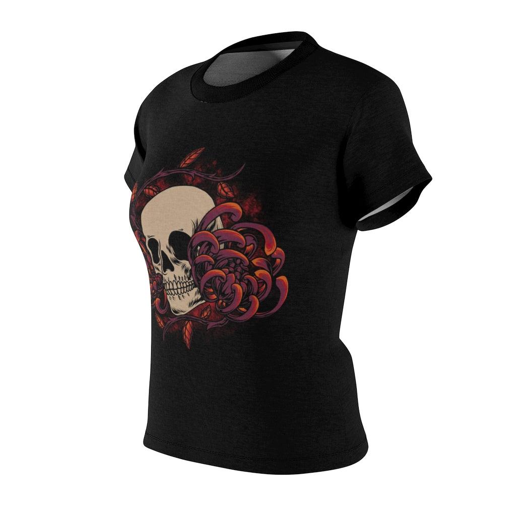 Spider Lily Skull All Over Print T-shirt For Women - Wonder Skull