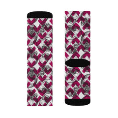 Skull Pink Flannel Sublimation Socks - Wonder Skull