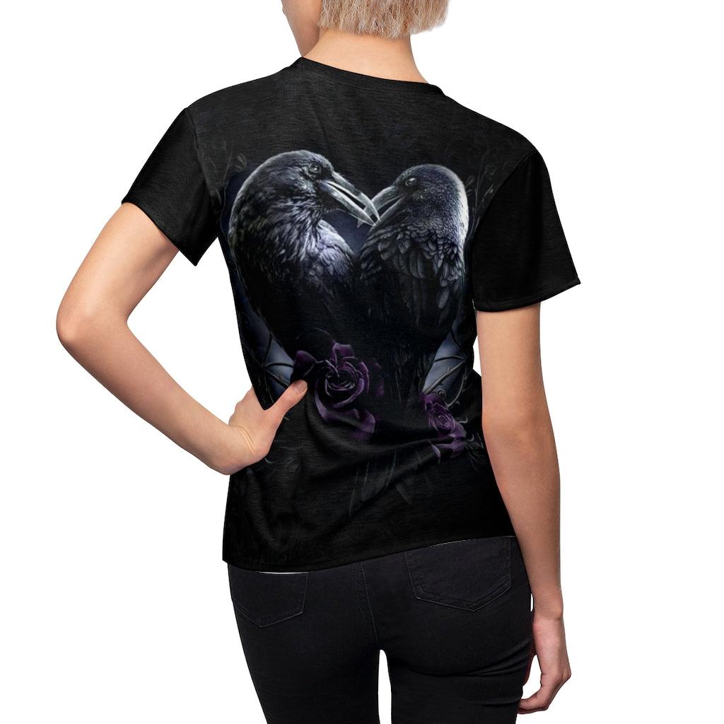 Raven Heart All Over Print T-shirt For Women - Wonder Skull