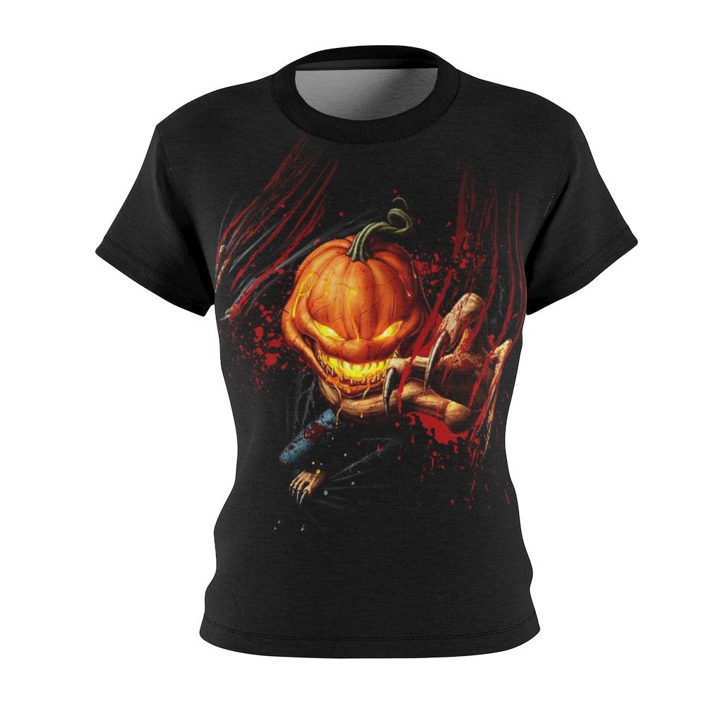 Scary Pumpkin Monster All Over Print T-shirt For Women - Wonder Skull