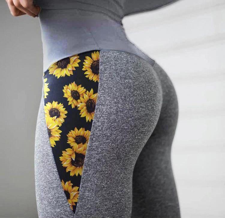 Sunflower Two Sides Printed Legging, Wonderful High Waist Sporty Pants For Women - Wonder Skull