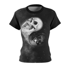 Black And White Skull All Over Print T-shirt For Women - Wonder Skull