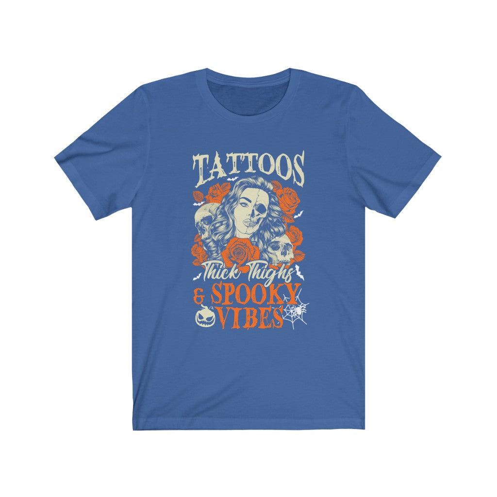 Tattoos Thick Thighs And Spooky Vibes Skull T-Shirt - Wonder Skull