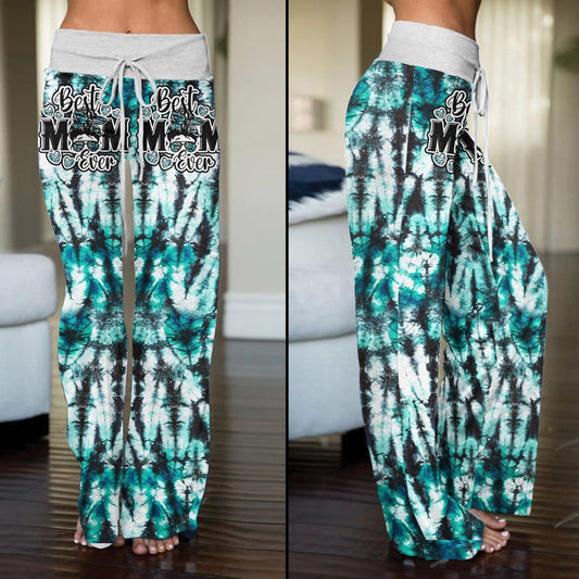 Gradiant Camo Green Skull Mom High-waisted Wide Leg Pants - Wonder Skull