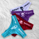 Funny Colorful Skull 4pack Cyan Purple Rib Panty Set for Womens - Wonder Skull