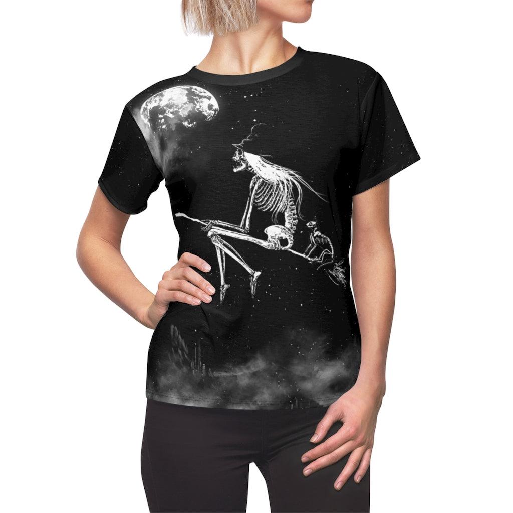 Gothic Witch All Over Print T-shirt For Women - Wonder Skull