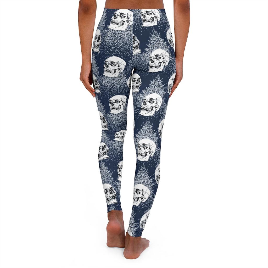 Skull Light Blue Fabric Women's Spandex Leggings - Wonder Skull
