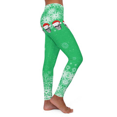 Christmas Skull Green Patterns Women's Spandex Leggings - Wonder Skull