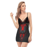 Red Sky Raven Lace Chemise Nightgown, Sexy Night Dress - Wonder Skull