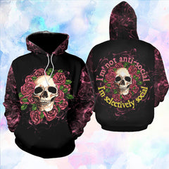 I'm Not Anti-social I'm Selectively Social Funny Hoodie For Women - Wonder Skull