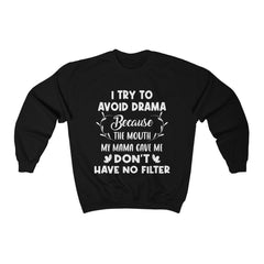 I Try To Avoid Drama Unisex Heavy Blend™ Crewneck Sweatshirt - Wonder Skull