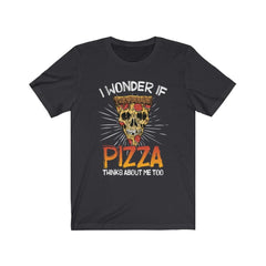 Funny I Wonder If Pizza Thinks About Me Too Skull T-shirt - Wonder Skull