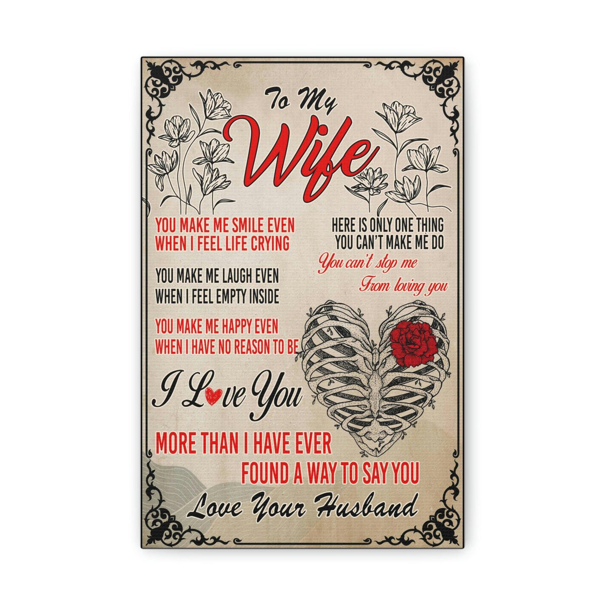 To My Wife - Classic Canvas For Valentines - Wonder Skull